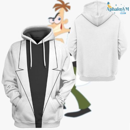 Phineas And Ferb Heinz Doofenshmirtz 3D All Over Print Hoodie, Heinz Doofenshmirtz 3D Shirt, Dr Heinz Halloween Cosplay Costume Tee