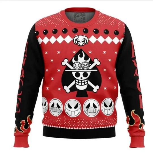 One Piece Anme Christmas Sweatshirt, Sweater Pullover Hooded Pullover Coat