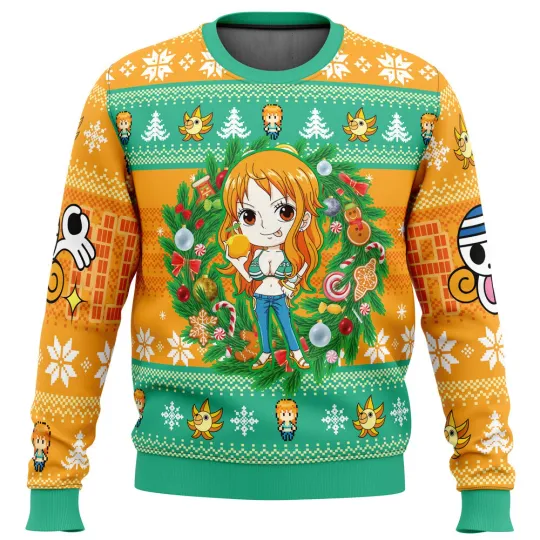 One Piece Nami Anme Christmas Sweatshirt, Sweater Hooded Sweater Coat