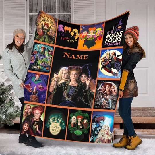 Personalized Name Hocus Pocus Blanket, Sanderson Sisters Blanket, Witches Characters Blanket, Halloween Witchy