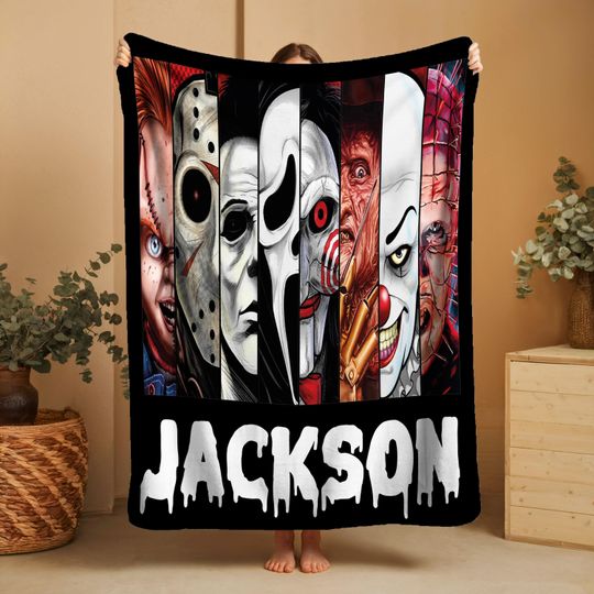 Custom Horror Movie Blanket, Scary Movie Character Throw, Halloween Decor, Halloween Blanket, michael myers blanket, Scary movie Gift