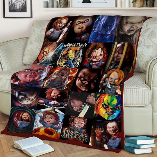Halloween Chucky Blanket, Play It Character Blanket, Halloween Blanket, Creepy Halloween Movies Blanket, Gift Fan