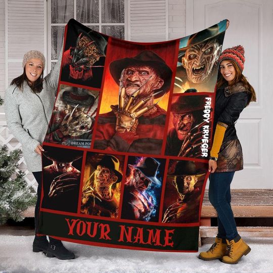 Custom Name Freddy Krueger Blanket, Horror Characters Blanket, ELM Street Blanket, Trick Or Treat Blanket, Horror Movies Blanket