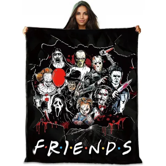 Horror Flannel Halloween Throw Blanket, Scary Scared Movie Blanket for Halloween