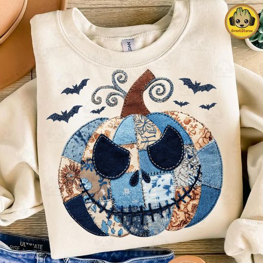 Retro Halloween Nightmare Character Sweatshirt, Fall Pumpkin Cartoon Face Illustration