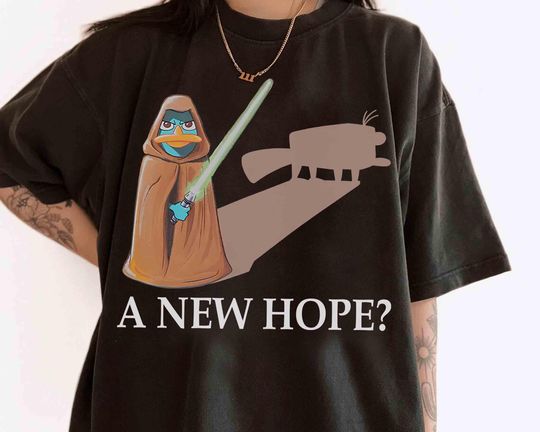 Funny Perry the Platypus A New Hope T-shirt, Disney Phineas & Ferb Star Wars Custom Tee, Agent P Jedi Lightsaber Shirt, Galaxy's Edge Family