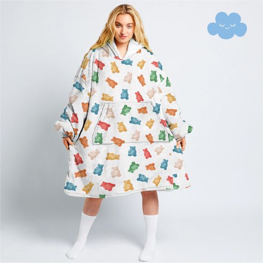 Unisex Blanket Hoodie | Hoodie Blanket | Gummy Bear | Pajama | Birthday Gift | Birthday Girl | Unisex Blanket | Cute Unique Gifts