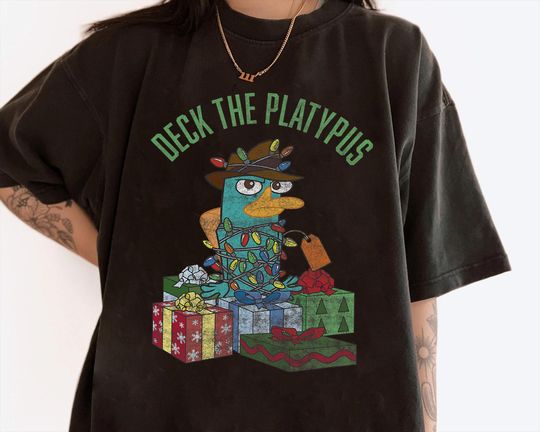 Disney Phineas and Ferb Christmas Gifts Perry Deck The Platypus T-shirt, Phineas And Ferb Characters Xmas, Disneyland Family Christmas Shirt