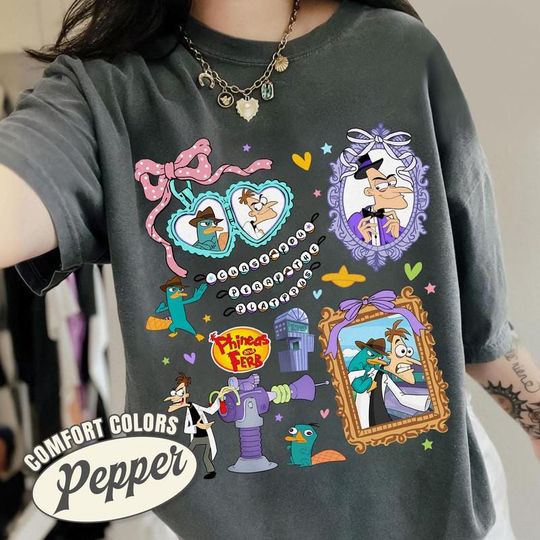 Comfort Colors Coquette Bow Perry The Platypus Dr Doofenshmirtz Shirt, Phineas And Ferb Tee, Curse You Perry The Platypus, Disneyland Trip