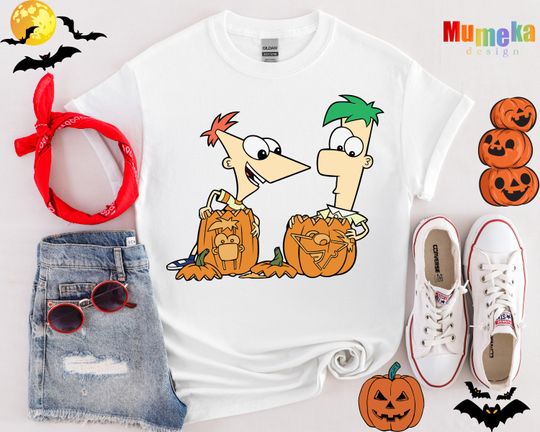 Phineas and Ferb Halloween Shirt, Phineas and Ferb Shirt, Cartoon Shirt, Disney Halloween Shirt, Halloween Pumpkin Shirt, Disney Trip, Gft
