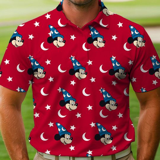 Mickey Fantasia 85th Sorcerer Golf Polo Shirt, Father's Day Gift, Custom Golf Lovers Short Sleeve Shirt, Dad Birthday Gifts