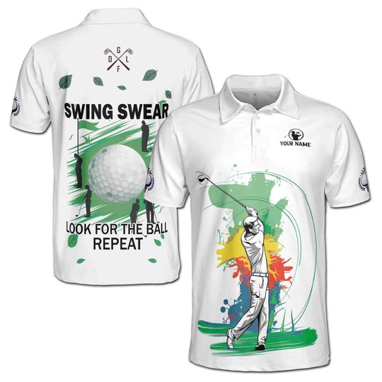 Customized Colorful Golfer Look For The Ball Repeat Polo Shirt