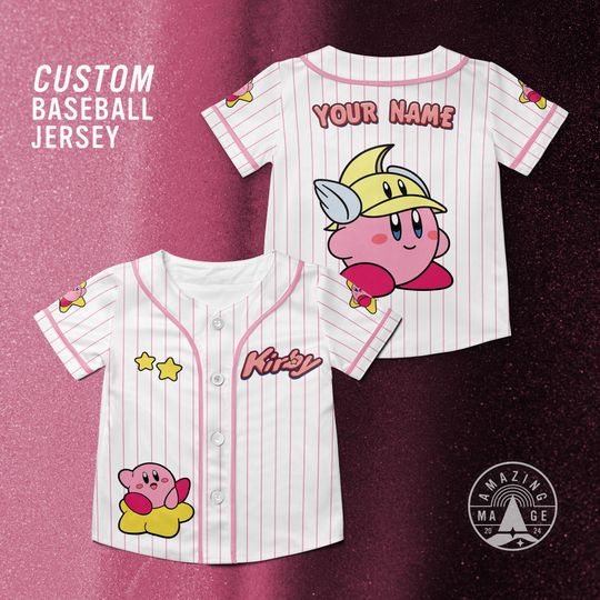 Custom Kirby Cutter Dream Land Super Mario Baseball Jersey, Nintendo Super Mario Jersey Shirt, Mario Nintendo Universal Studio Trip Shirt