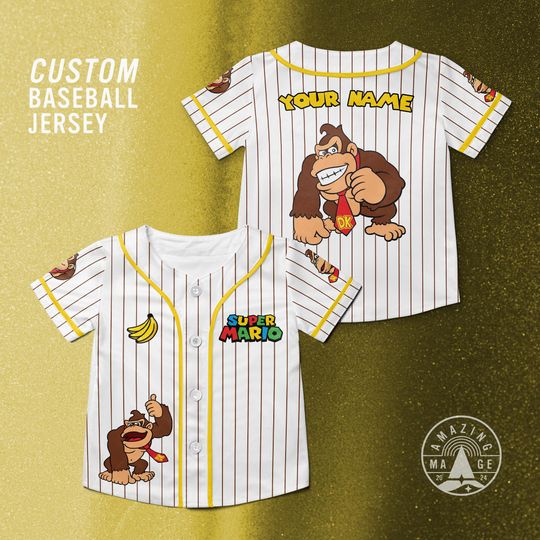 Custom Donkey Kong Super Mario Baseball Jersey, Nintendo Super Mario Shirt, Donkey Kong shirt, Mario Nintendo Universal Studio Trip Shirt