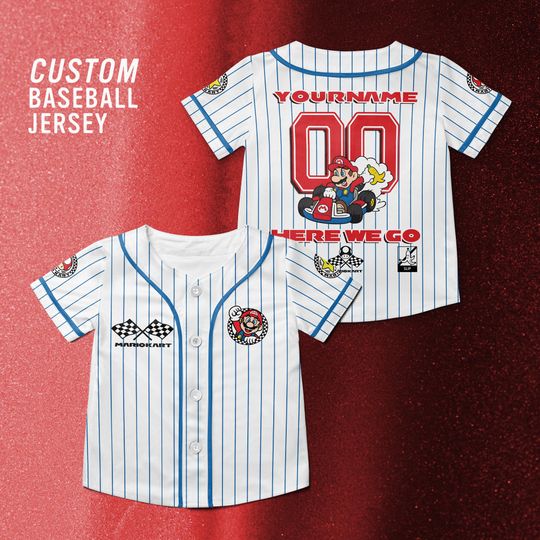 Custom Super Mario Kart Baseball Jersey, Nintendo Super Mario Jersey Shirt, Mario Kart Shirt, Nintendo Universal Studio Trip Shirt