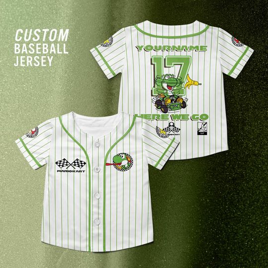 Custom Yoshi Mario Kart Baseball Jersey, Nintendo Super Mario Yoshi Shirt, Mario Kart Shirt, Nintendo Universal Studio Trip Shirt