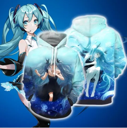 Miku Hatsune Vocaloid Anime Hooded Sweater Sweatshirt Hoodie Hooded Sweater Coat