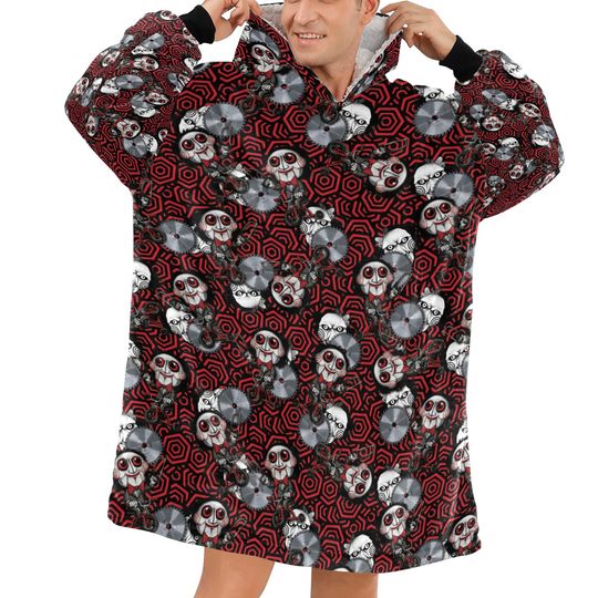 Horror Movies Jigsaw Blanket Hoodie, Gift For Halloween, Christmas, Birthday