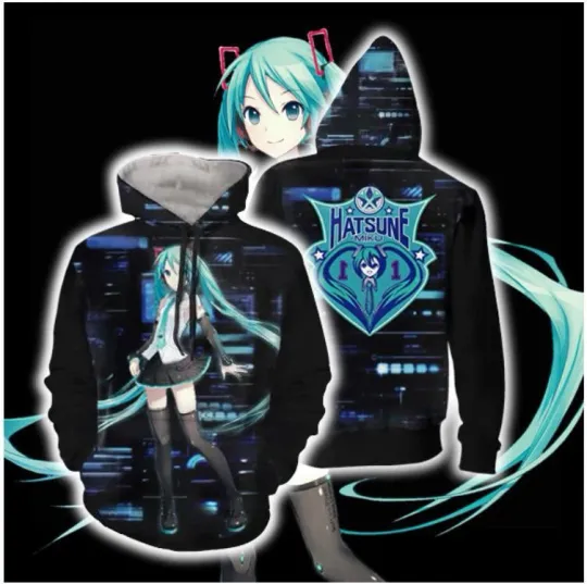 Miku Hatsune Vocaloid Anime Hooded Sweater Sweatshirt Hoodie Hooded Sweater Coat