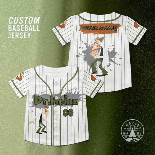 Custom Dr. Heinz Doofenshmirtz Disney Baseball Jersey,Dr. Heinz in Phineas and Ferb movie Shirt, Disney Characters Shirt, Disney Trip Gift