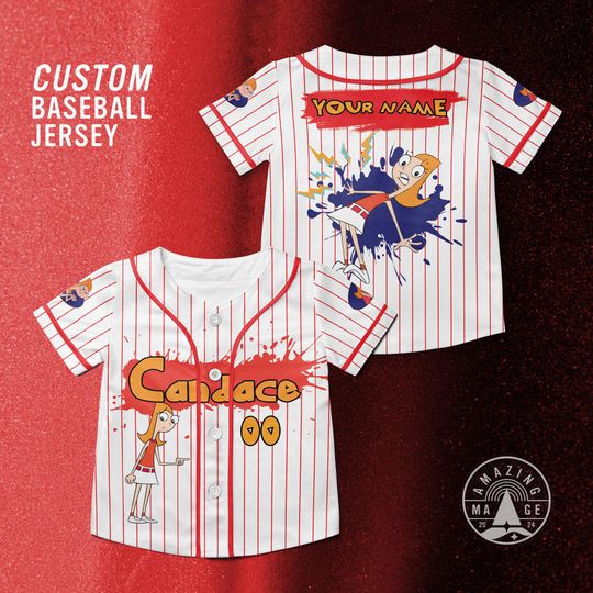 Custom Candace Flynn Disney Baseball Jersey, Disney Phineas and Ferb movie Shirt, Disney Characters Jersey Shirt, Disney Trip Shirt Gift
