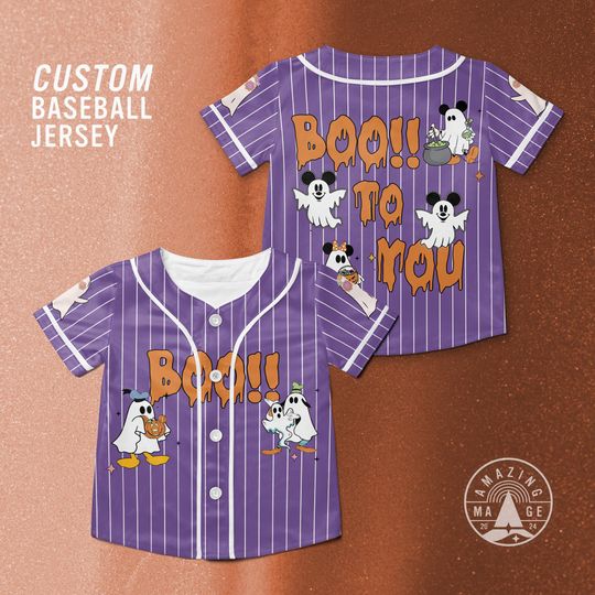 Mickey and Friends Boo to You Baseball Jersey, Halloween Disney Shirt, Disney Family Trip Shirt, Halloween Christmas Gift