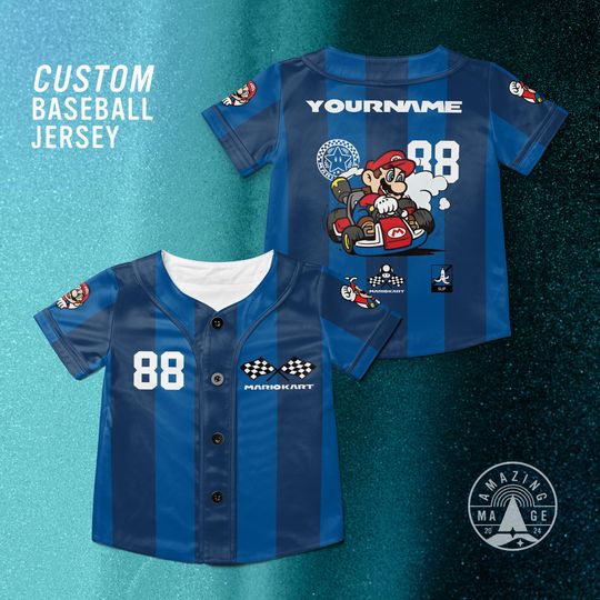 Custom Mario Kart Race Baseball Jersey, Nintendo Super Mario Jersey Shirt, Mario Kart Game Shirt, Mario Nintendo Universal Studio Trip Shirt