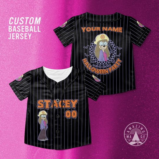 Custom Stacey Halloween Party Baseball Jersey, Disney Halloween Shirt, A Goofy Movie Spooky Season Disney Shirt Gift.
