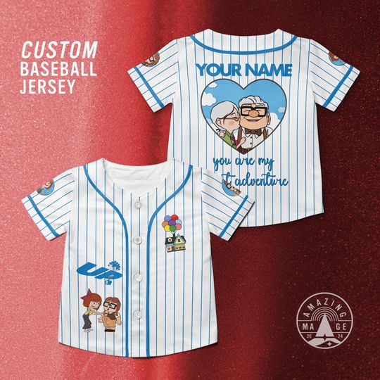 Custom Carl and Ellie Up Movie Baseball Jersey, Disney Up Movie Jersey Shirt, Carl and Ellie Up Movie, Disney Vacation Trip Shirt
