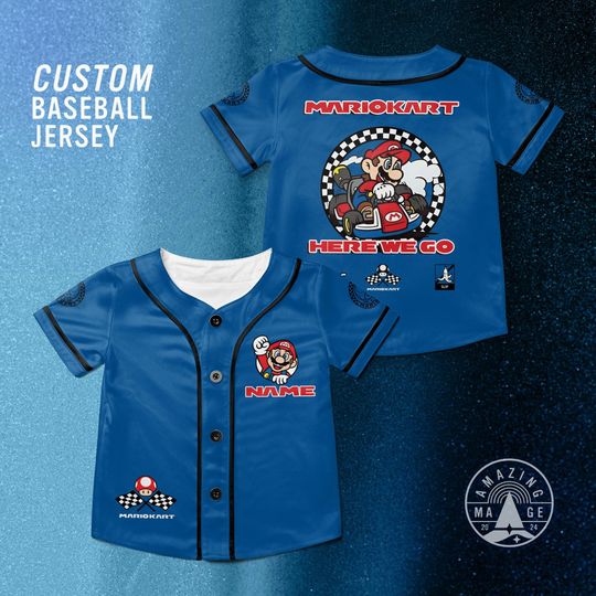 Custom Mario Kart Baseball Jersey, Nintendo Super Mario Jersey Shirt, Mario Kart Shirt, Mario Nintendo Universal Studio Trip Shirt