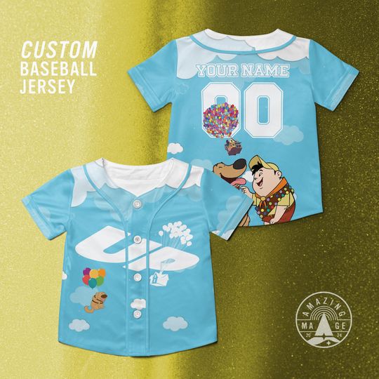 Custom  Up Movie Rusell and Dug dog Baseball Jersey, Disney Up Movie Jersey Shirt, Rusell and Dug Up Movie, Disney Vacation Trip Shirt