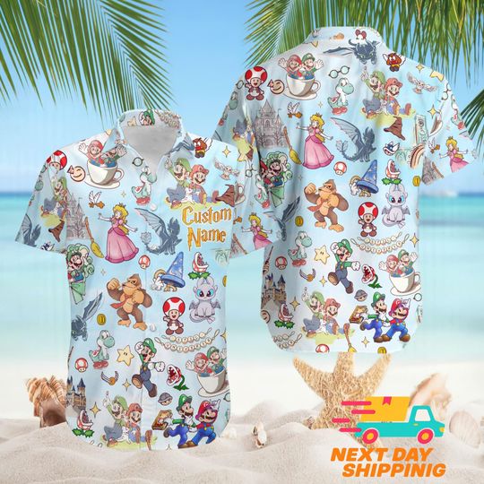 Mario Epic Universe Hawaiian Shirt, Universal Epic Hawaiian Shirt, Mario Family Matching Shirt, Disneyland Trip Shirt Family Vacation Shirts