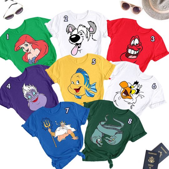 Little Princess Mermaid Shirt, Mermaid Family Costume Face Matching Shirts, Mermaid And Friend Halloween Costume Group Tee, Birthday Gift
