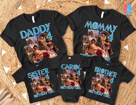Custom Moana Birthday Family Shirt, Moana Birthday Shirt, Moana Birthday Girl Shirt, Disneyland Princess Birthday Party Shirt