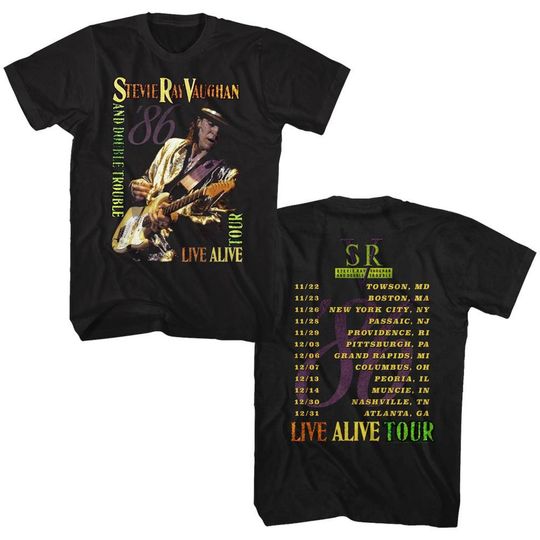 Stevie Ray Vaughan Live Alive Tour Black Adult T-Shirt
