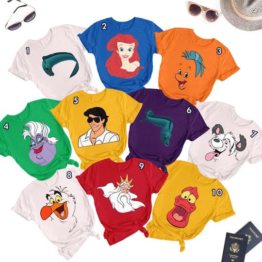 Little Mermaid Matching Shirt, Mermaid Princess Group T-Shirt, Little Mermaid Costume Halloween Matching Shirt, Birthday Party Gifts