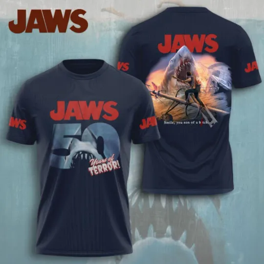 Jaws 3D Graphic Shirt – Classic Shark Movie Fan Apparel