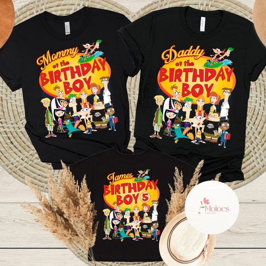 Personalized Disney Phineas and Ferb Birthday Shirt, Disney Channel Perry the Platypus Birthday Boy, Candace Flynn Isabella Birthday Girl