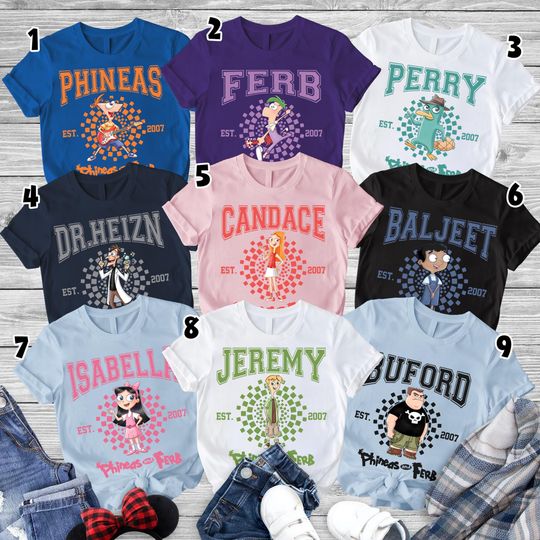 Phineas and Ferb Characters Shirt, Phineas & Ferb Group Shirt, Family Disneytrip Shirt, Phineas and Ferb Fan Shirt