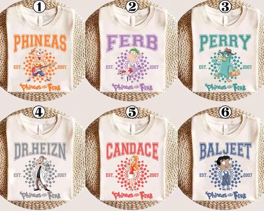 Disneyland Phineas and Ferb Group Shirts, Phineas & Ferb Characters Matching Shirts, DisneyTrip Shirt, Disneyland Movie Fan