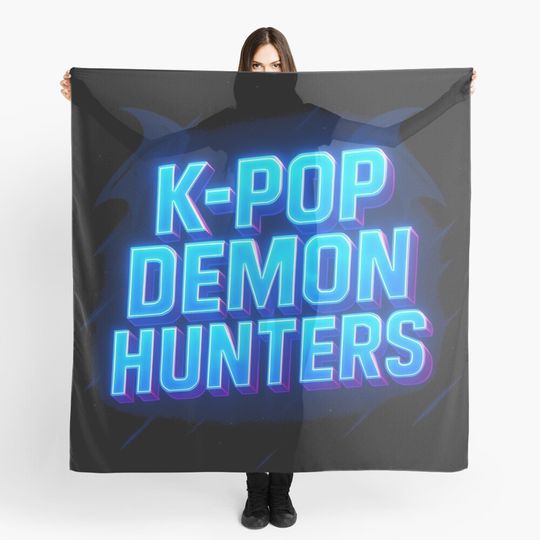 K-Pop Demon Hunters: Bold Neon Typography Scarf