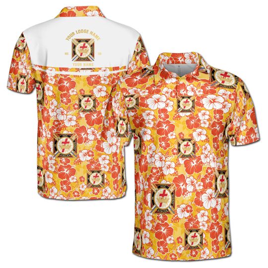 Customized Knights Temple Commandery Masonry Floral Polo Shirt