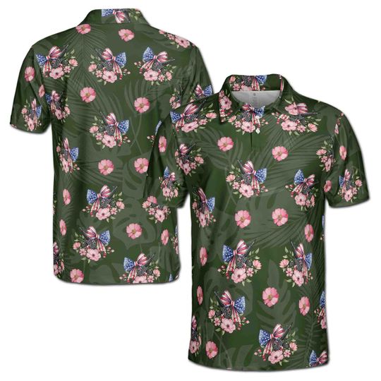 American Bowtie Tropical 4th of July Independence Day Polo Shirt