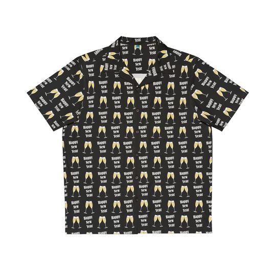 Champagne and New Year’s Eve Men’s Hawaiian Shirt – Festive Holiday Apparel