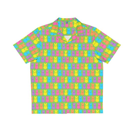 Easter Bunny Peeps Themed Men’s Hawaiian Shirt – Fun Colorful Party Wear