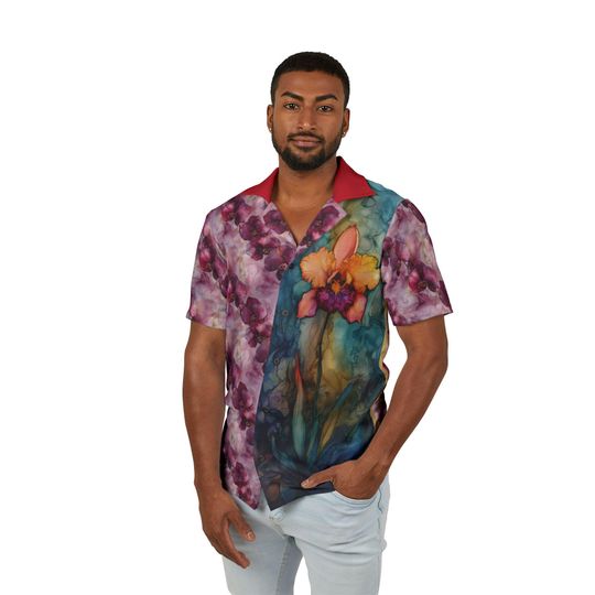 Orchid Hawaiian Shirt – Men’s Tropical Floral Aloha Camp Top for Summer