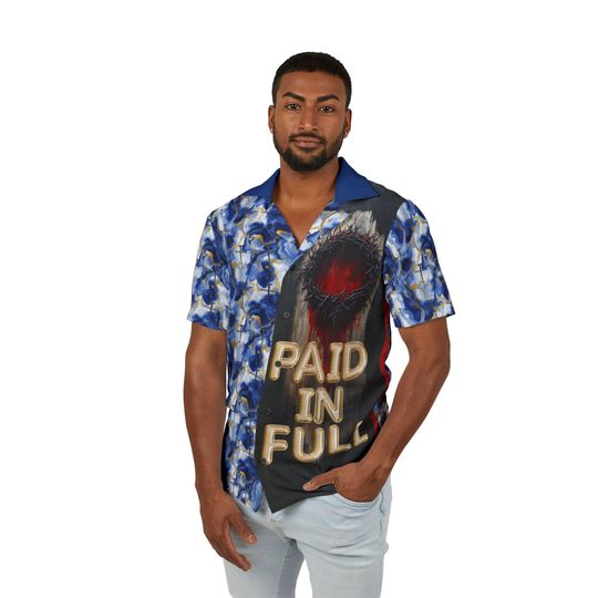 Jesus Hawaiian Camp Shirt – Sacrificial Lamb and Cross Aloha Top for Believers