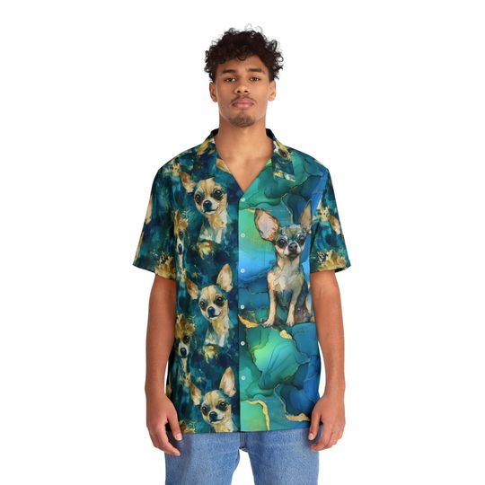 Chihuahua Hawaiian Shirt – Men’s Tropical Aloha Top for Dog Lovers