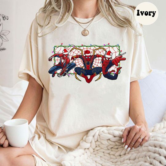 Spider-Man Christmas Comfort Color T-Shirt, Marvel Avengers Spider-Man Tee