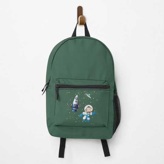 George the curious monkey astronaut cartoon in space scene for childrens room Backpack